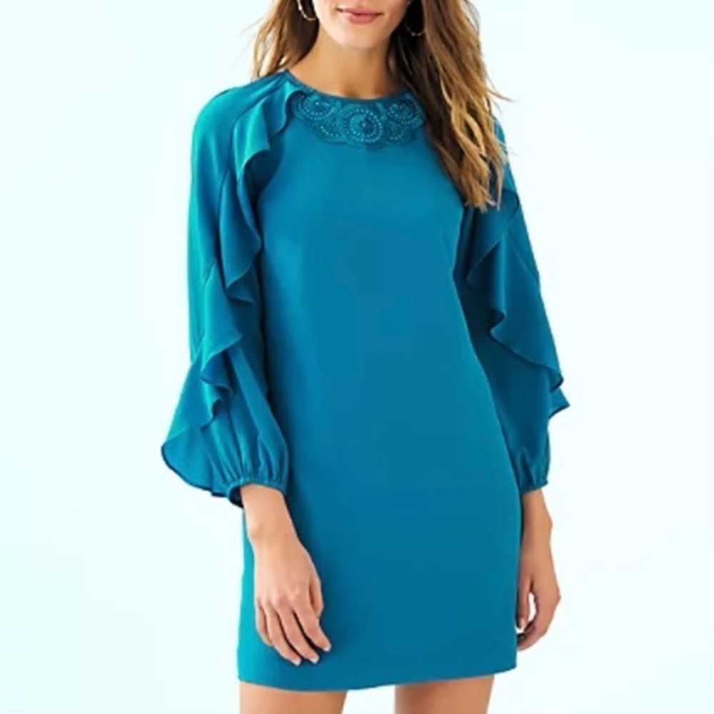Lilly Pulitzer Leni Dress Mr Peacock‎ Blue size 4